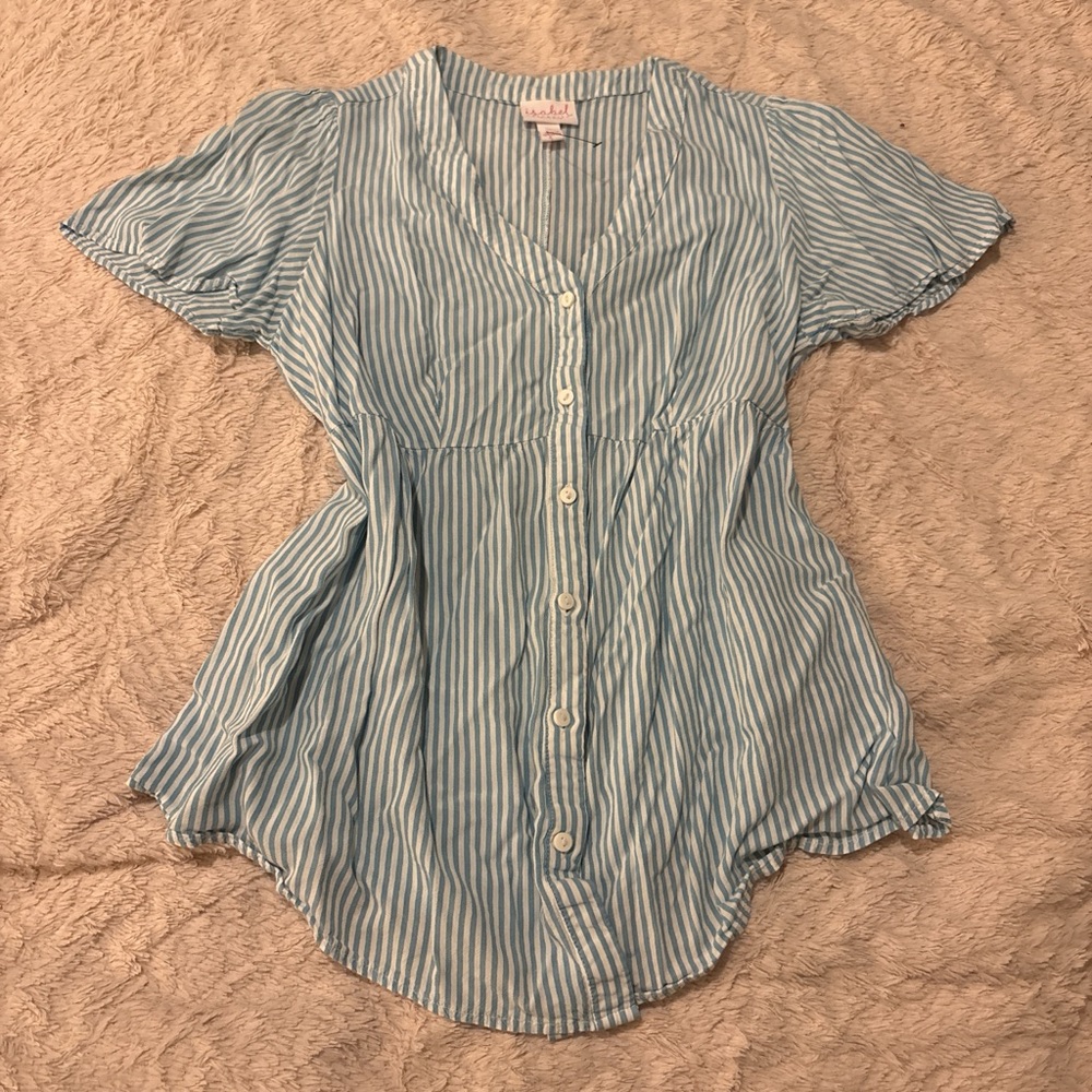 Ingrid & Isabel Blue Striped Button-Up Blouse